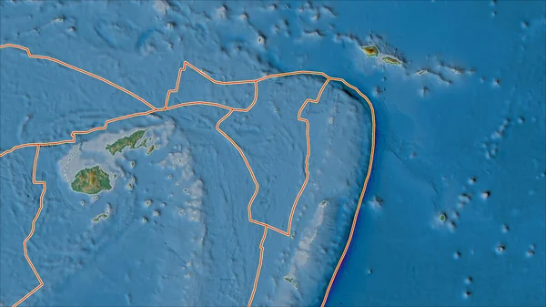 Ohraničení Tektonických Desek Reliéfní Mapě Oblastí Přilehlých Oblasti Desky Niuafoou — Stock fotografie