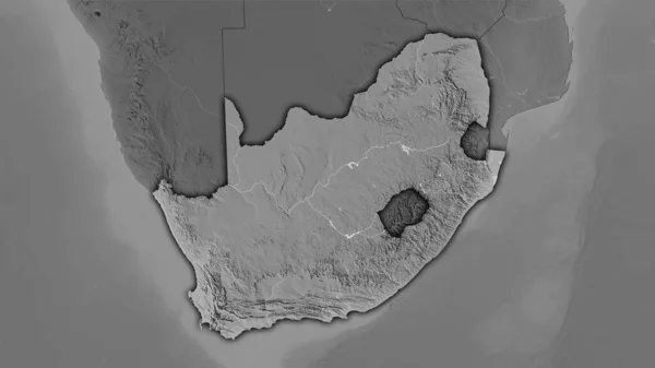 Południowa Afryka Mapie Elewacji Skali Szarości Projekcji Stereograficznej Surowa Kompozycja — Zdjęcie stockowe