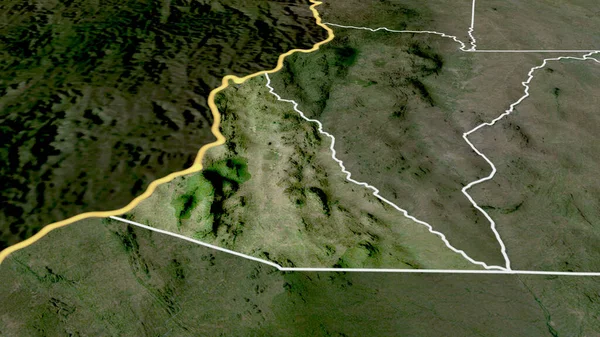 Mwanza District Van Malawi Gezoomd Gemarkeerd Satellietbeelden Weergave — Stockfoto