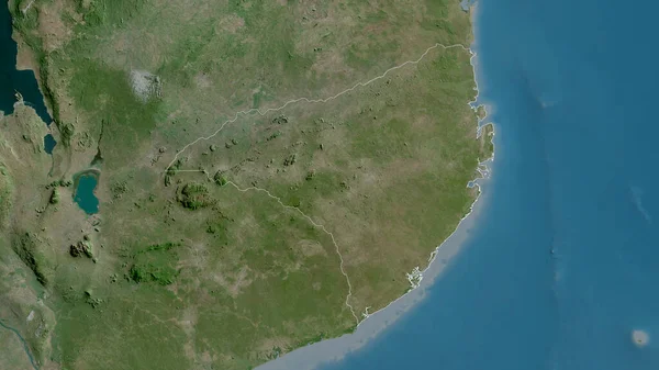 莫桑比克省楠普拉 卫星图像 形状与它的国家相对应 3D渲染 — 图库照片