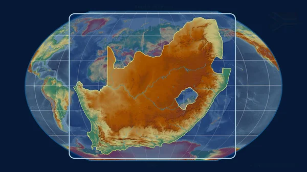 Втілена Точки Зору Південної Африки Лінія Перспективи Проти Глобальної Карти — стокове фото