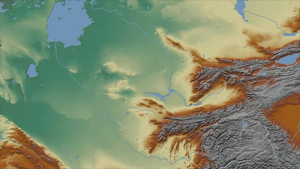 Uzbequistão Perspectiva Close País Sem Esboço Mapa Topográfico Relevo — Fotografia de Stock