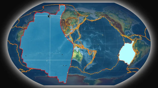 Płyta Tektoniczna Nazca Ekstrudowana Prezentowana Globalnej Mapie Pomocy Topograficznej Projekcji — Zdjęcie stockowe