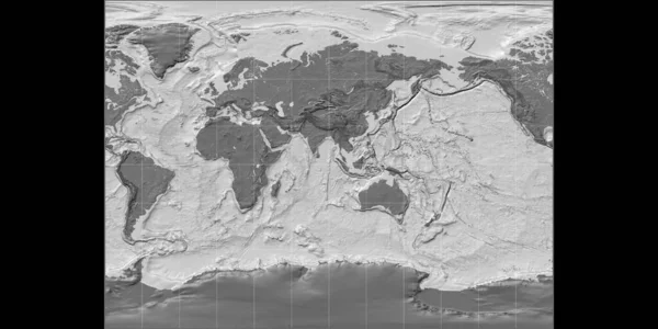 Mappa Del Mondo Nella Proiezione Cilindrica Miller Centrata Sulla Longitudine — Foto Stock