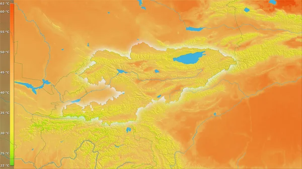 Mittlere Jährliche Temperaturschwankung Raum Kirgisistan Der Stereographischen Projektion Mit Legende — Stockfoto
