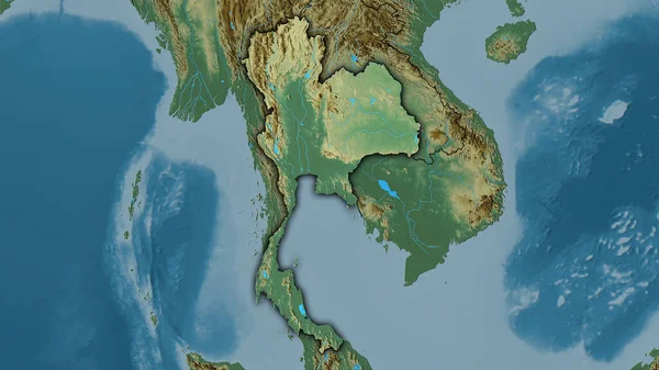 Area Thailandia Sulla Mappa Topografica Rilievo Nella Proiezione Stereografica Composizione — Foto Stock
