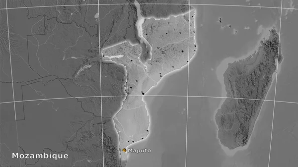 Zona Mozambique Mapa Elevación Escala Grises Proyección Estereográfica Composición Principal —  Fotos de Stock