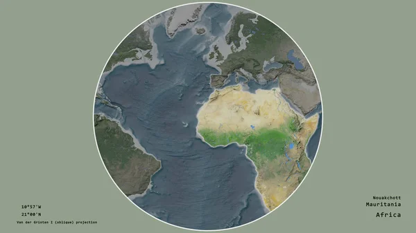 Территория Мавритании Сосредоточена Круге Окружающем Континент Обесцвеченном Фоне Приведены Основные — стоковое фото
