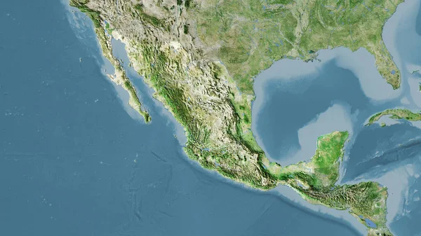 Περιοχή Του Μεξικού Στον Δορυφορικό Χάρτη Στην Στερεογραφική Προβολή Ακατέργαστη — Φωτογραφία Αρχείου