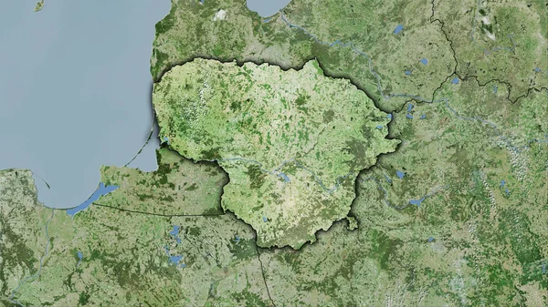 Lituania Area Sulla Mappa Satellitare Nella Proiezione Stereografica Composizione Grezza — Foto Stock