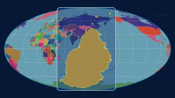 Vista Ampliada Maurícia Delinear Com Linhas Perspectiva Contra Mapa Global — Fotografia de Stock