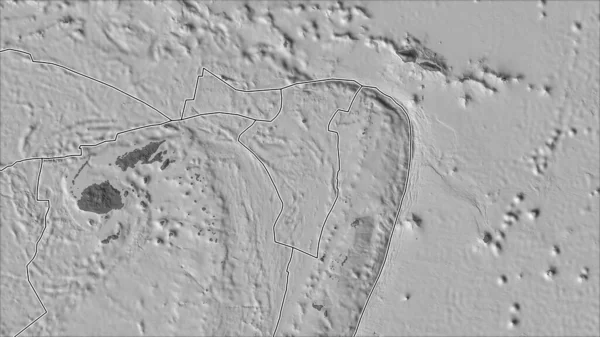 Las Placas Tectónicas Bordean Mapa Elevación Bilevel Las Áreas Adyacentes — Foto de Stock