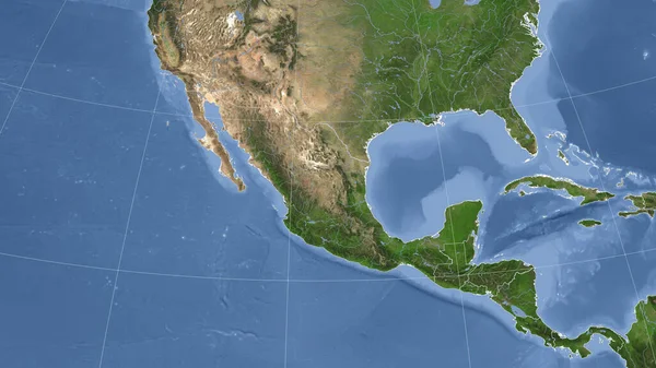 Mexiko Jeho Okolí Vzdálená Šikmá Perspektiva Žádný Obrys Satelitní Snímky — Stock fotografie