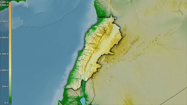 Mappa Fisica All Interno Dell Area Libanese Nella Proiezione Stereografica — Foto Stock