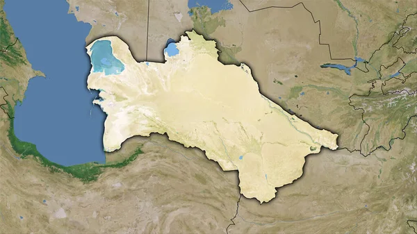 Turkmenistán Área Satélite Mapa Proyección Estereográfica Composición Cruda Capas Trama — Foto de Stock