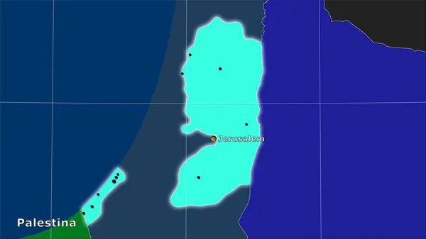 Área Palestina Mapa Divisões Administrativas Projeção Estereográfica Composição Principal — Fotografia de Stock