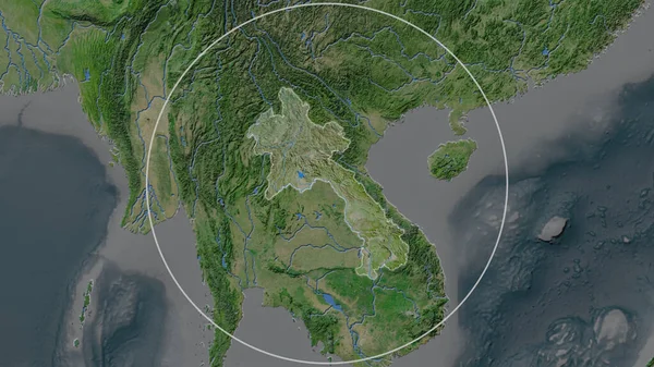 Area Allargata Del Laos Circondata Cerchio Sullo Sfondo Del Suo — Foto Stock