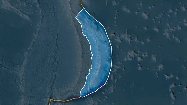 Piastra Tettonica Mariana Delineata Sulla Mappa Topografica Separata Dalla Desaturazione — Foto Stock