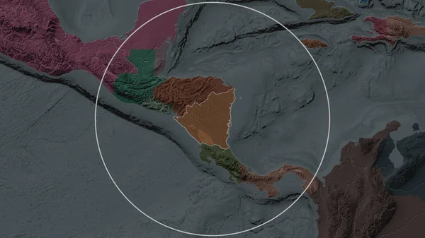Увеличенный Район Никарагуа Окруженный Кругом Фоне Окрестностей Цветная Карта Административного — стоковое фото