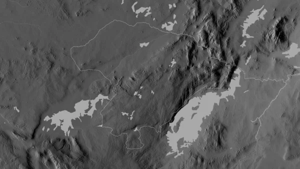 タンザニアのイリンガ 湖や川とグレースケールの地図 形状は その国の領域に対して概説 3Dレンダリング — ストック写真