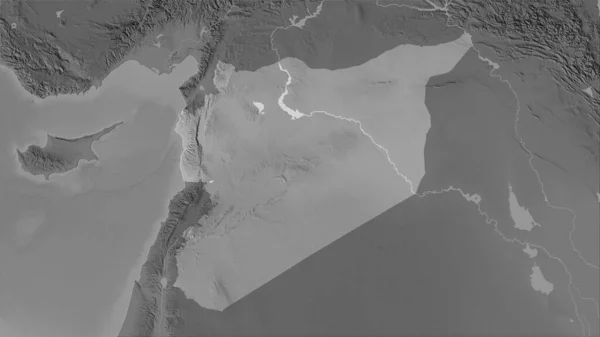 Siria Mapa Elevación Escala Grises Proyección Estereográfica Composición Cruda Capas — Foto de Stock