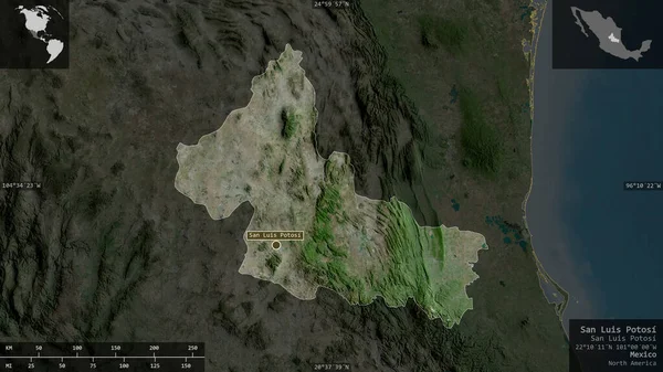 San Luis Potosi State Mexico Satellite Imagery Shape Presented Its — Stock Photo, Image