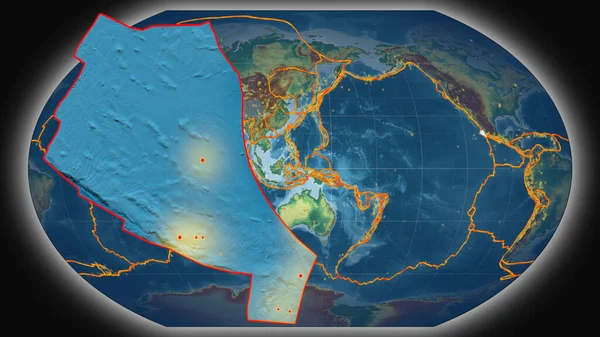Płyta Tektoniczna Rivera Ekstrudowana Prezentowana Globalnej Mapie Pomocy Topograficznej Projekcji — Zdjęcie stockowe