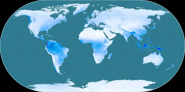 奥泰留斯椭圆形投影中的世界地图以东经11度为中心 平均年降水量图 具有满意效果的栅格原料复合材料 3D插图 — 图库照片