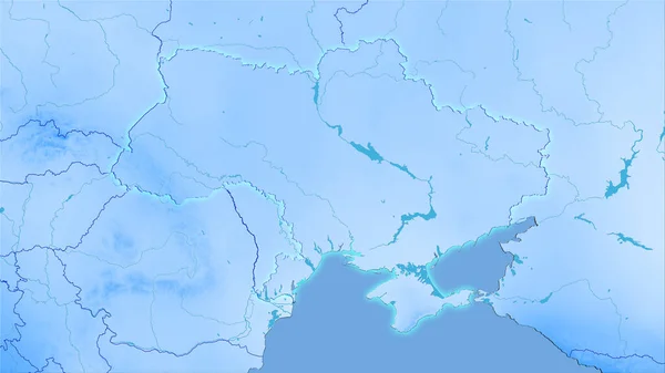 立体投影における年間降水量マップ上のウクライナ領域 光輝く輪郭を持つラスター層の生の組成 — ストック写真