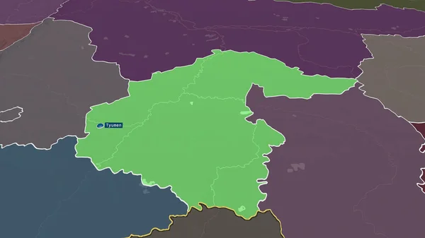 Tioumen Région Russie Zoomé Mis Évidence Avec Capital Carte Colorée — Photo