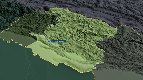 Средне Западный Регион Развития Непала Увеличился Выделялся Капиталом Цветная Карта — стоковое фото