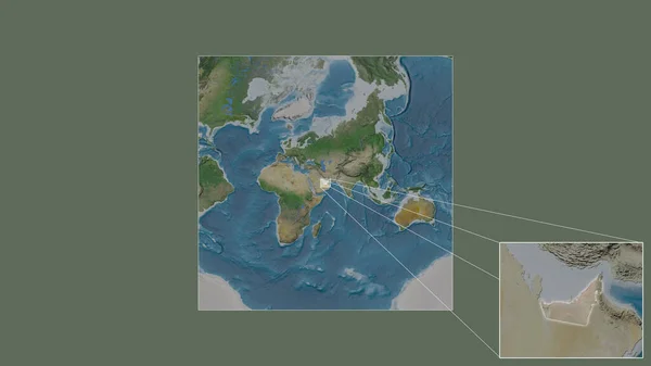 Área Ampliada Ampliada Emiratos Árabes Unidos Extraída Del Mapa Gran —  Fotos de Stock