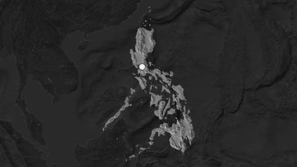 Area Evidenziata Delle Filippine Con Punto Capitale Sulla Mappa Desaturata — Foto Stock