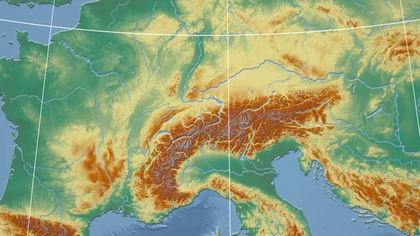 Svizzera Quartiere Prospettiva Lontana Senza Contorno Mappa Topografica Rilievo — Foto Stock