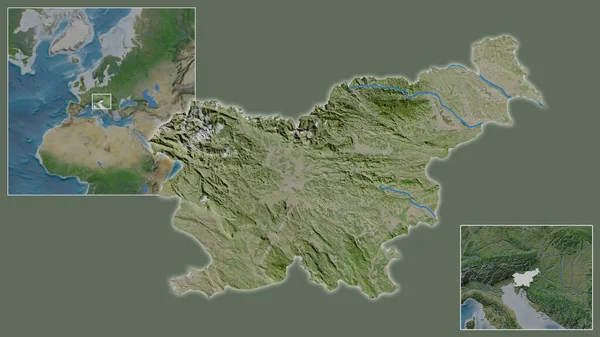 Nahaufnahme Von Slowenien Und Seiner Lage Der Region Und Zentrum — Stockfoto