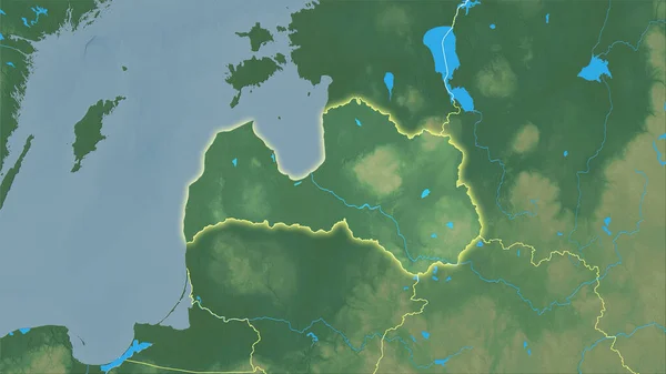Letland Topografische Reliëfkaart Stereografische Projectie Ruwe Samenstelling Van Rasterlagen Met — Stockfoto