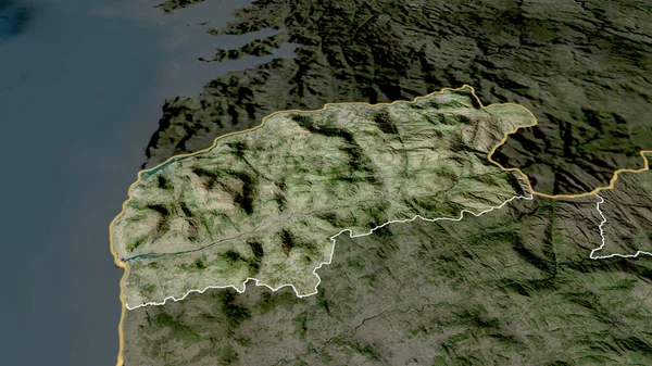 Viana Castelo Distrikt Portugal Zoomas Och Markeras Satellitbilder Rendering — Stockfoto