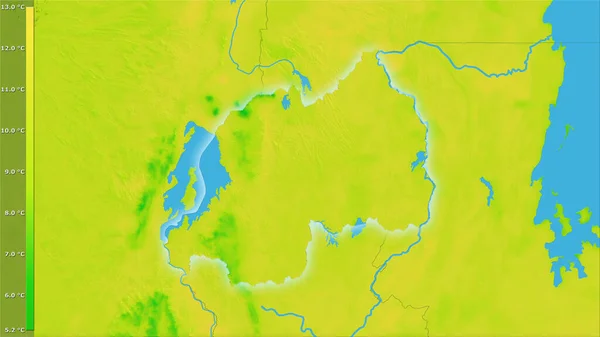 Gemiddelde Dagtemperatuur Variatie Het Rwanda Gebied Stereografische Projectie Met Legende — Stockfoto