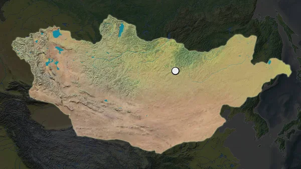 Det Markerade Området Mongoliet Med Huvudpunkt Den Avaturerade Kartan Över — Stockfoto