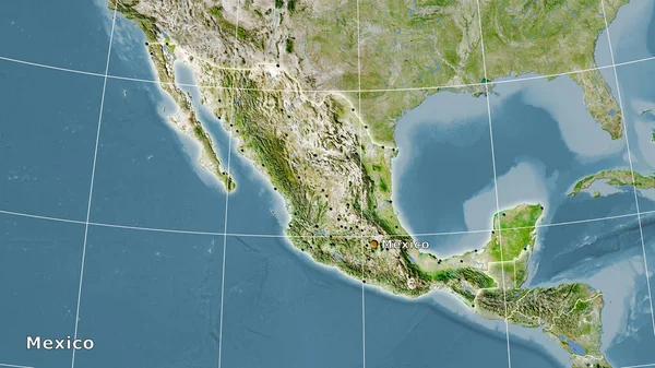 Oblast Mexika Satelitu Mapa Stereografické Projekci Hlavní Skladba — Stock fotografie