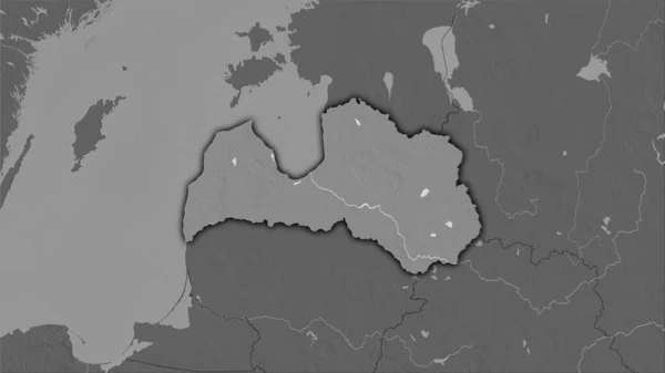 Łotwa Dwupoziomowej Mapie Wysokości Projekcji Stereograficznej Surowa Kompozycja Warstw Rastrowych — Zdjęcie stockowe