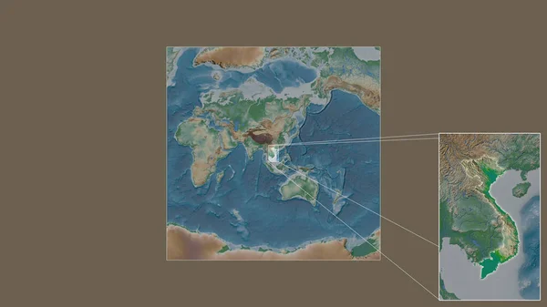 Área Expandida Ampliada Vietnã Extraída Mapa Grande Escala Mundo Com — Fotografia de Stock