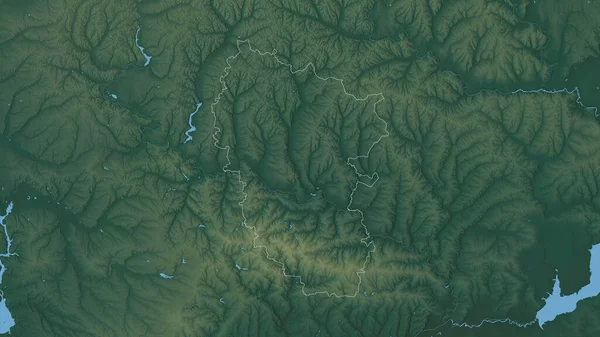 ウクライナのルハンス県 湖や川と色の救済 形状は その国の領域に対して概説 3Dレンダリング — ストック写真
