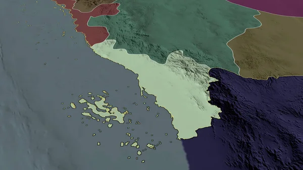 Jizan Region Arabii Saudyjskiej Powiększył Się Podkreślił Kolorowa Wyboista Mapa — Zdjęcie stockowe