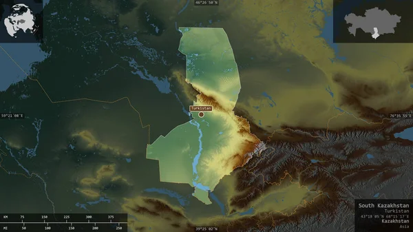 Södra Kazakstan Regionen Kazakstan Färgad Lättnad Med Sjöar Och Floder — Stockfoto