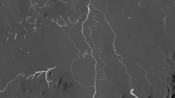 Nilo Blanco Estado Sudán Mapa Escala Grises Con Lagos Ríos — Foto de Stock
