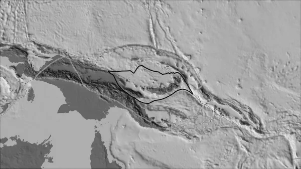 Zarysowana Płyta Tektoniczna South Bismarck Granice Sąsiadujących Płyt Dwupoziomowej Mapie — Zdjęcie stockowe
