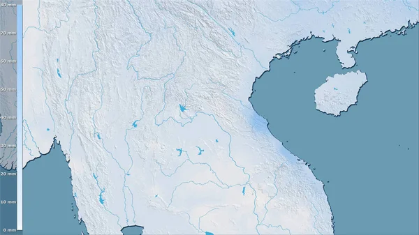 Précipitation Mois Sec Dans Région Laos Dans Projection Stéréographique Avec — Photo