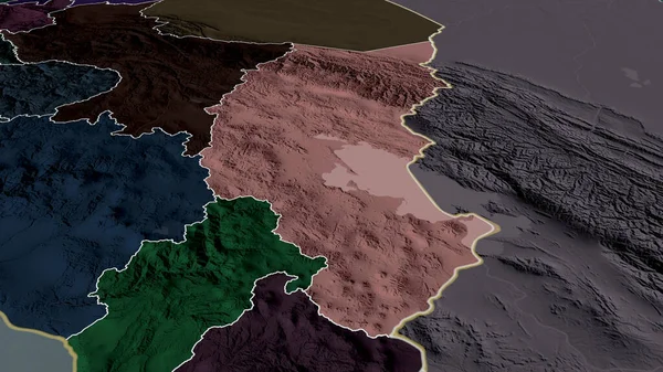 Puno Región Perú Ampliada Destacada Mapa Coloreado Tocado División Administrativa — Foto de Stock