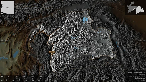 Gorno Badakhshan Región Tayikistán Relieve Colores Con Lagos Ríos Forma — Foto de Stock